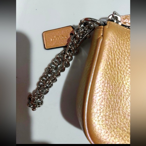 Coach IridescentBAG pink gold green peach purse leather hologram oil slick